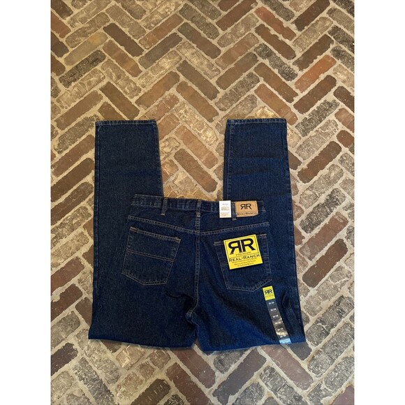 Real Ranch Wear Premium Mens Dark Wash 36/ 36 Blue Jeans NWT Fits Over Boots - Picture 4 of 8